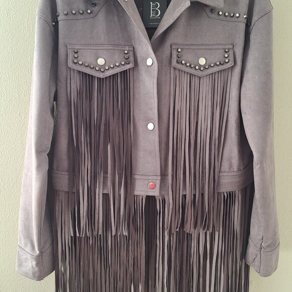 Western Fringed Cropped Jacket by Blue B NWT Women's Size LARGE - Picture 1 of 6